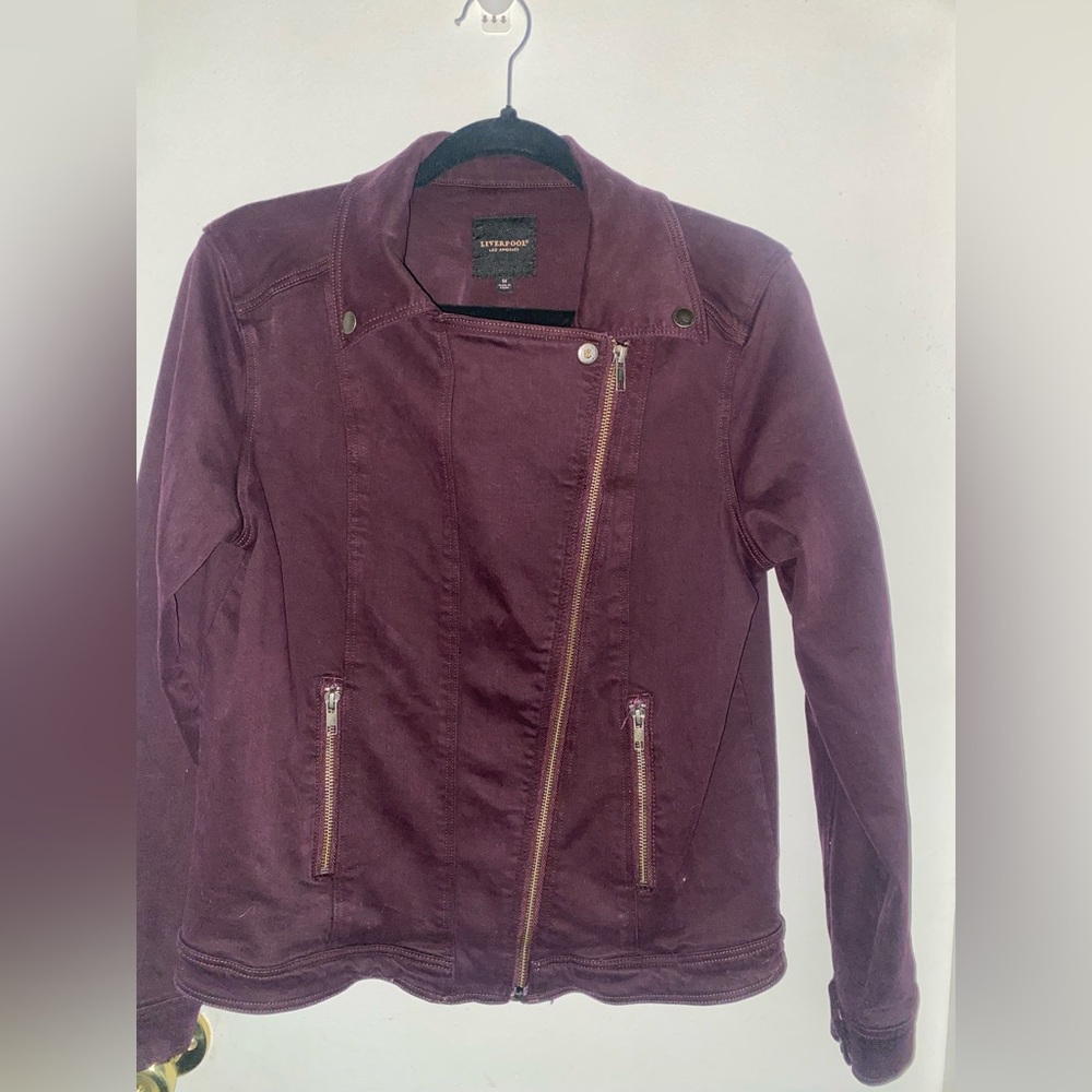 Liverpool | Women’s Medium | Denim Jacket | Stretch | Deep Burgundy Purple - Picture 8 of 16